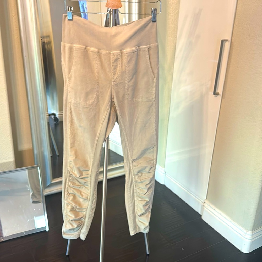 XCVI Beige Khaki Wearables Jetter Crop Legging Pull-On Ruched Women's XS